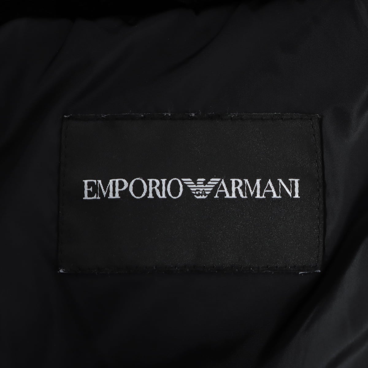 エンポリオアルマーニ 21年 ポリエステル×ナイロン ダウンジャケット 44 メンズ ブラック