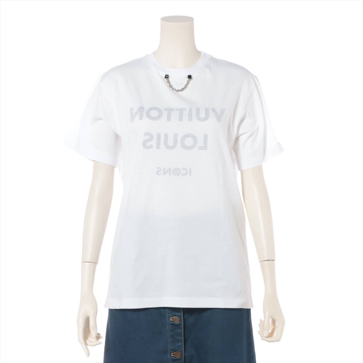 希少✨ルイヴィトン 20SS 半袖Tシャツ 反転ロゴ チェーン ホワイト XS約39cm