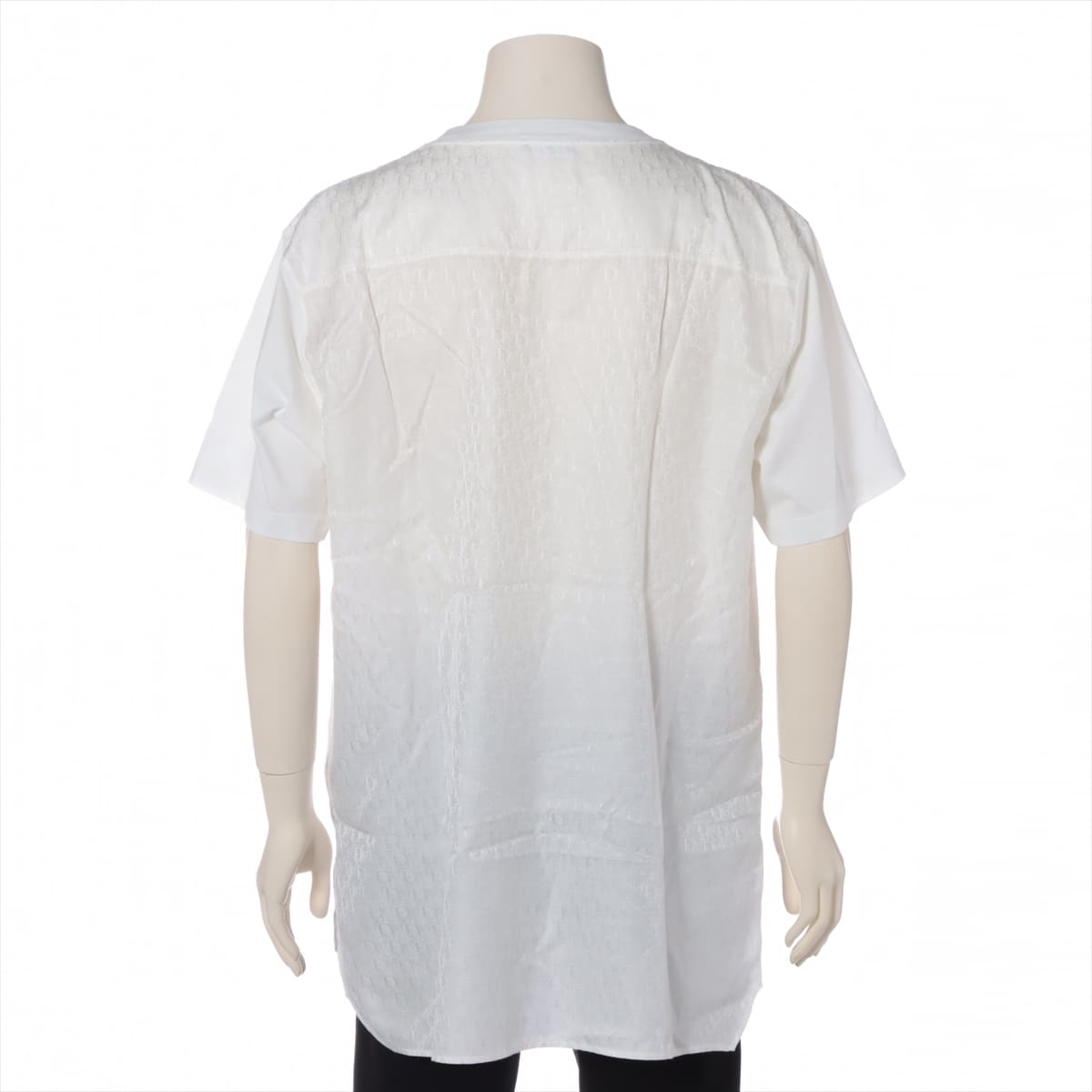 ディオール オブリーク コットン×シルク Tシャツ XL メンズ ホワイト  143J647A0677 フロントインサーション