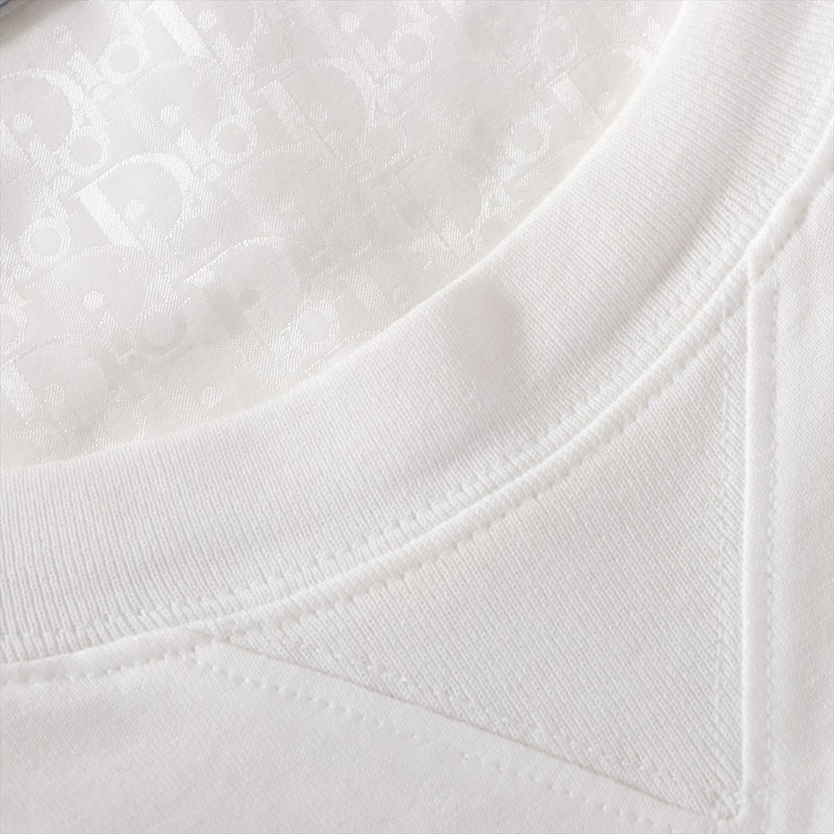 ディオール オブリーク コットン×シルク Tシャツ XL メンズ ホワイト  143J647A0677 フロントインサーション