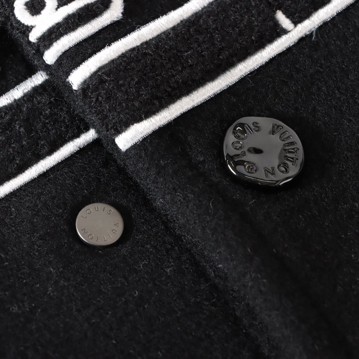 ルイヴィトン×NBA 21AW ウール×レザー ジャケット 48 メンズ ブラック  RM212M コラボスタジャン ロゴ刺繍