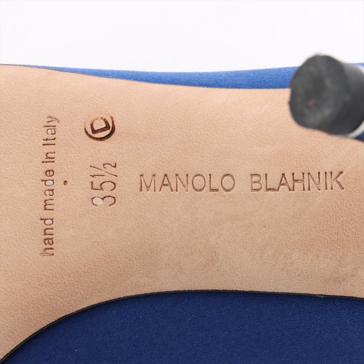 ソールヒール形ピンヒール新品未使用⭐️ MANOLO BLAHNIK ハンギシ　サテン　ブルー　35サイズ