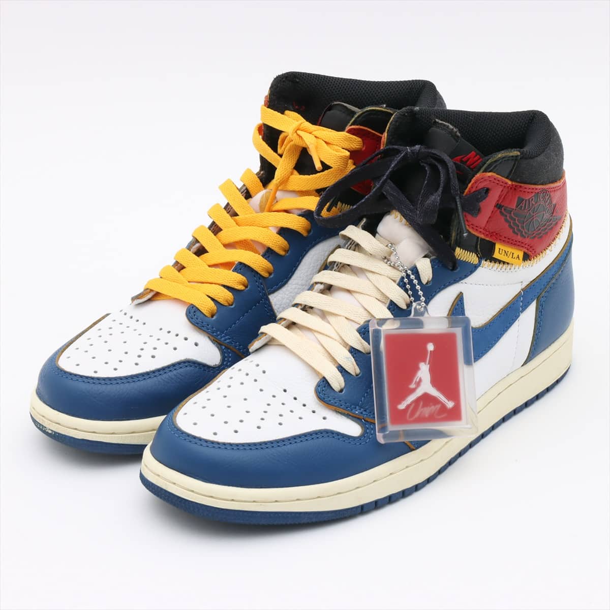 ナイキ ×ユニオン ジョーダン レザー ハイカットスニーカー 27cm メンズ ブルー×ホワイト AIR JORDAN 1 RETRO  HI｜a1254085｜中古ブランド品・ブランド古着通販｜ALLU（アリュー）