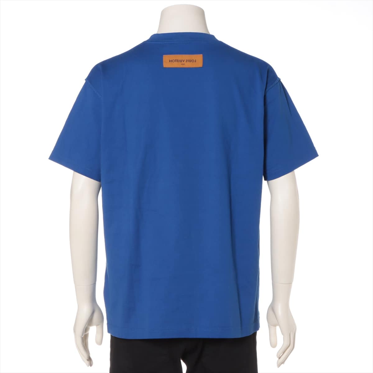 ルイヴィトン 22AW コットン Tシャツ M メンズ ブルー  RM222Q エンボスLV インサイドアウト