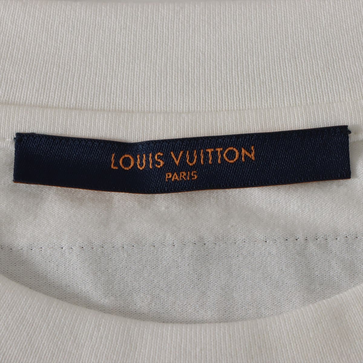 ルイヴィトン 22AW コットン Tシャツ M メンズ ホワイト  RM222Q エンボスLV インサイドアウト