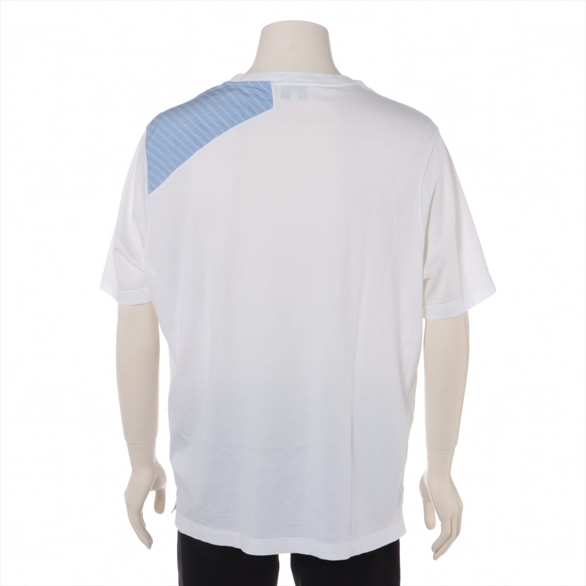 エルメス コットン Tシャツ XL メンズ ブルー×ホワイト  ストライプ 切り替え