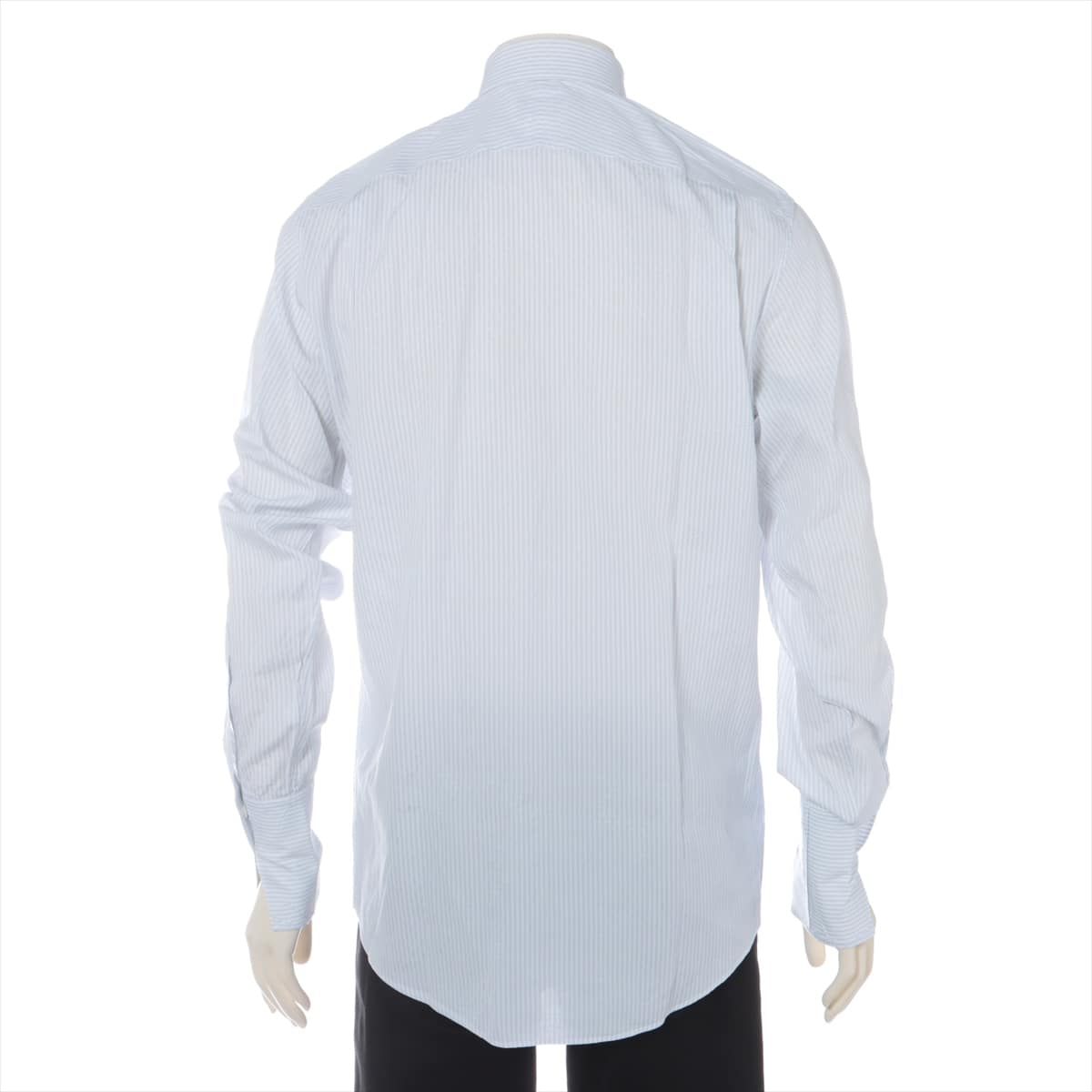 エルメス コットン シャツ 40 メンズ ブルー×ホワイト