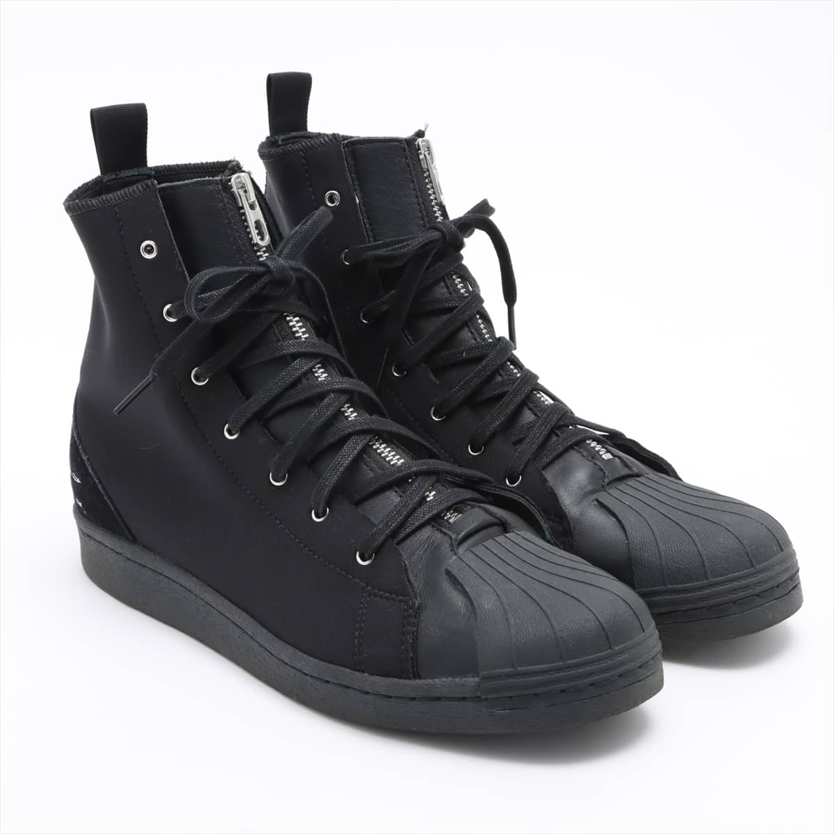 Y-3 レザー×ファブリック ハイカットスニーカー 27㎝ メンズ ブラック YY ZIPPER STAR F34294