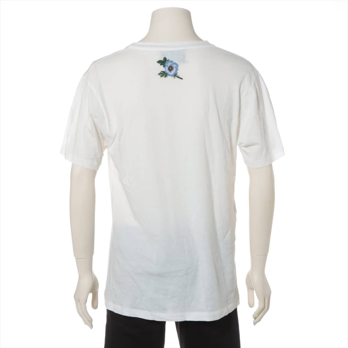 グッチ ヴィンテージロゴ コットン Tシャツ XS メンズ ホワイト  ダメージ加工 フラワーエンブロイダリー 457095