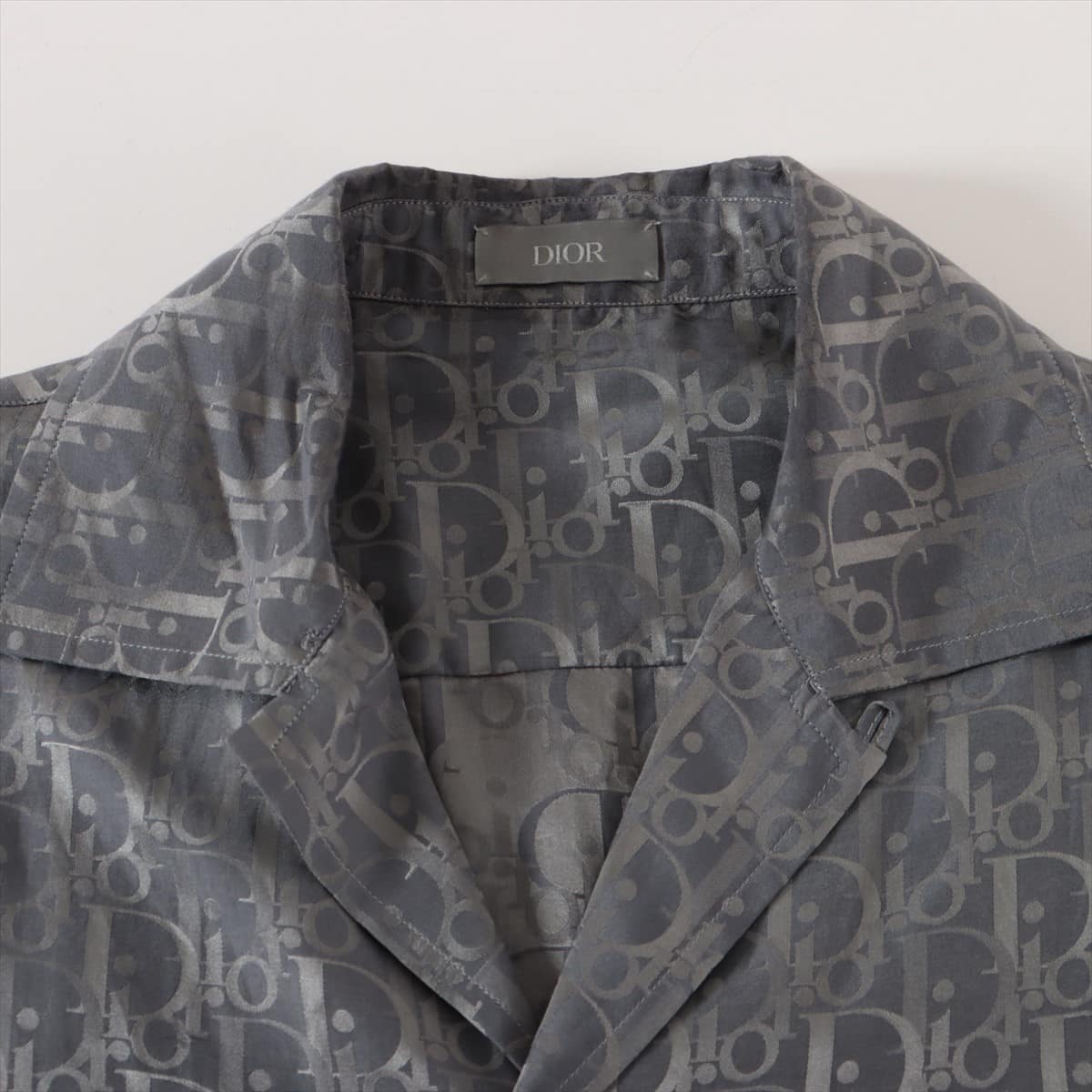 DIOR ディオール 21SS Oblique Jacquard Short-Sleeve Shirt オブリーク ジャガード オープンカラー シルクシャツ 総柄半袖シャツ ブルー 113C519A5050