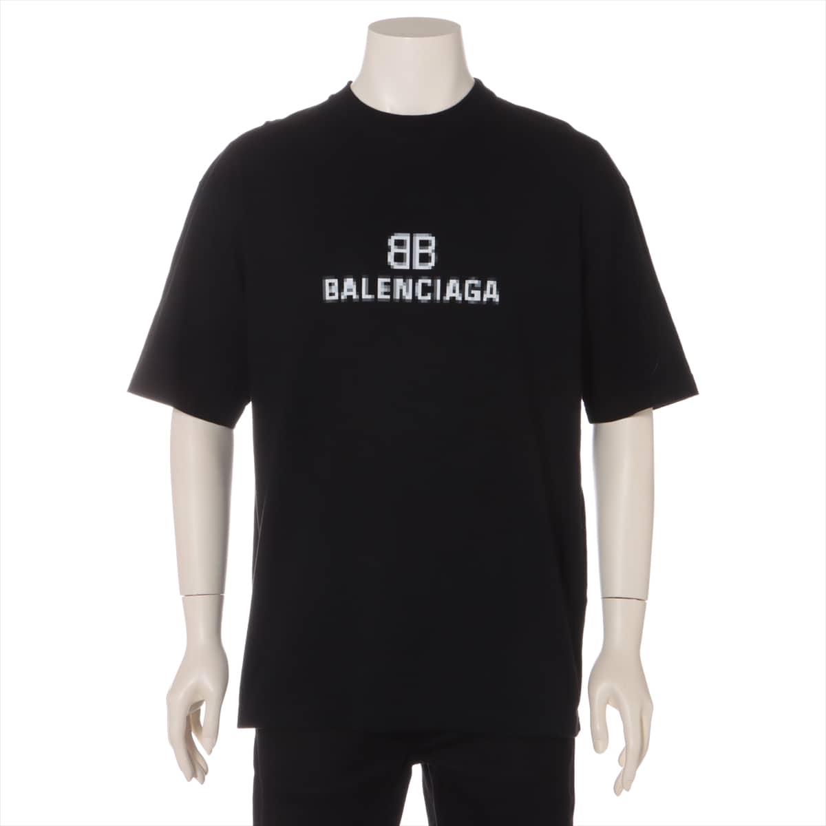 バレンシアガ 21SS コットン Tシャツ XS ユニセックス ブラック 612966 ピクセルロゴ