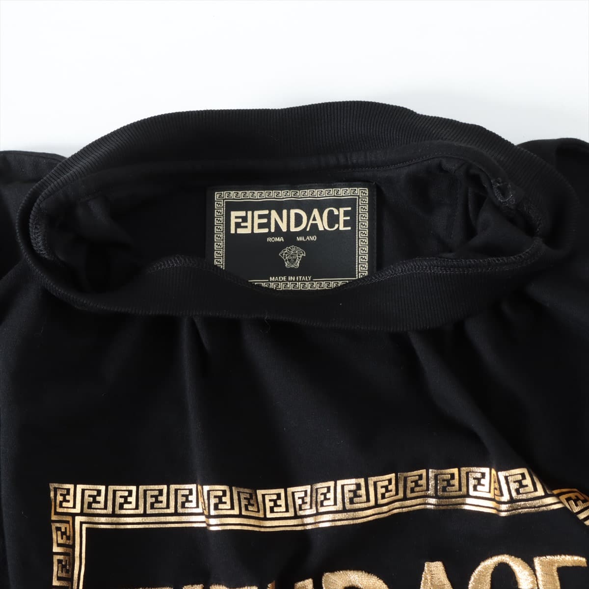 フェンディ×ヴェルサーチェ メデューサ 22SS コットン Tシャツ XL メンズ ブラック×ゴールド  フェンダーチェ