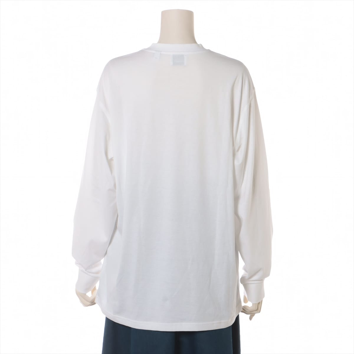 バーバリー ティッシ期 コットン×ポリウレタン ロングTシャツ S レディース ホワイト  8024341 TBロゴ