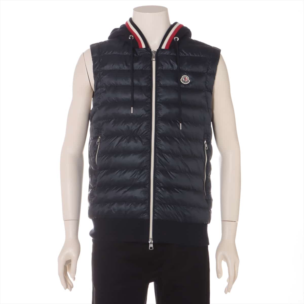 モンクレール GILET 17年 コットン×ナイロン ダウンベスト L メンズ ネイビー