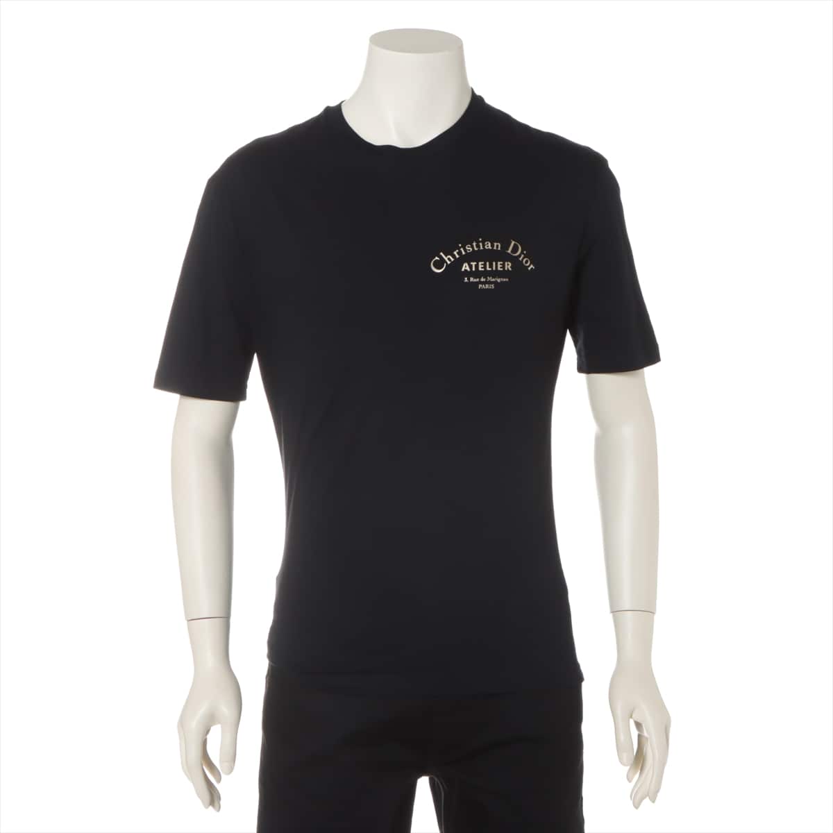 ディオールオム コットン Tシャツ XXS メンズ ブラック  863J621I2312 アトリエロゴ