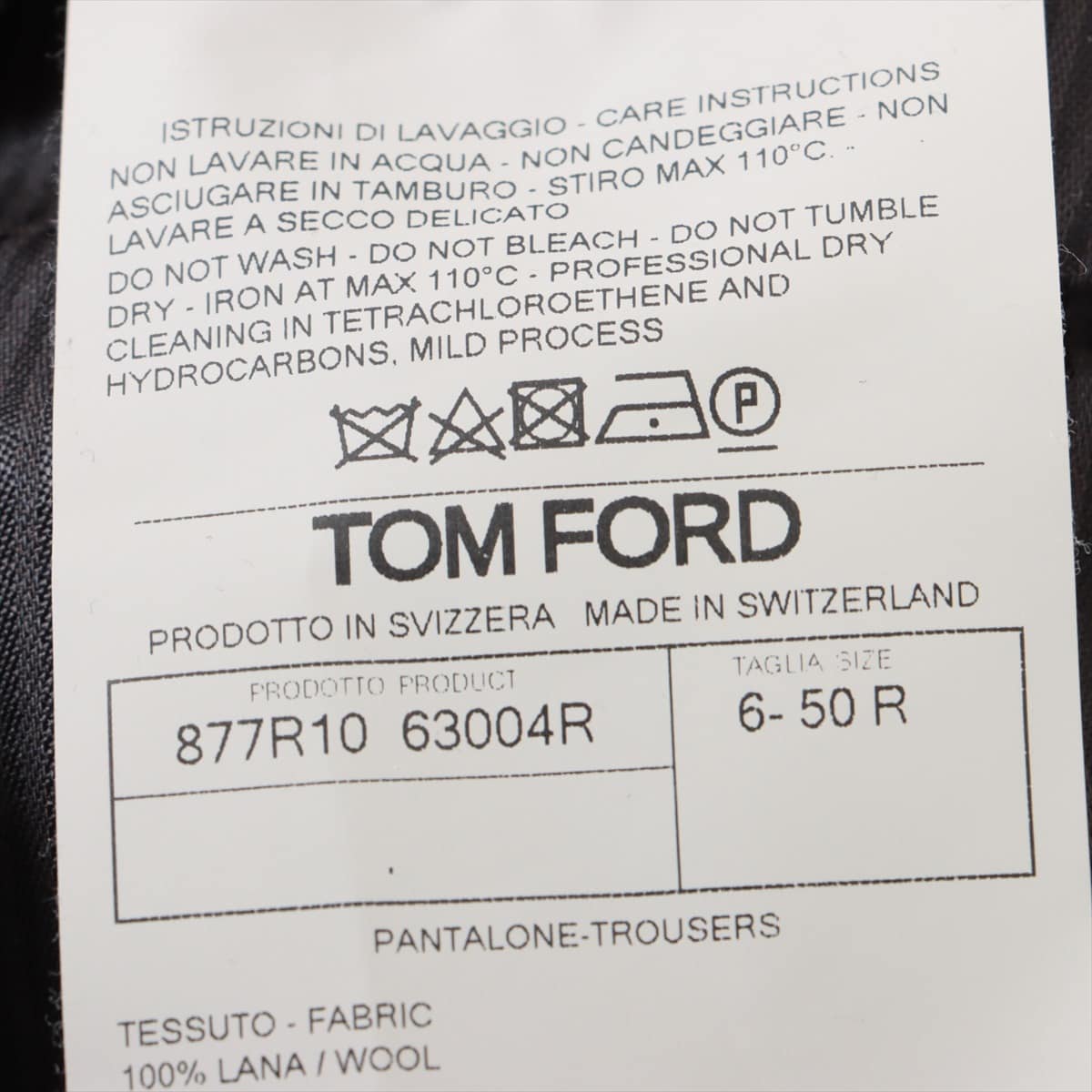 トムフォード コットン パンツ 50 メンズ ブラック