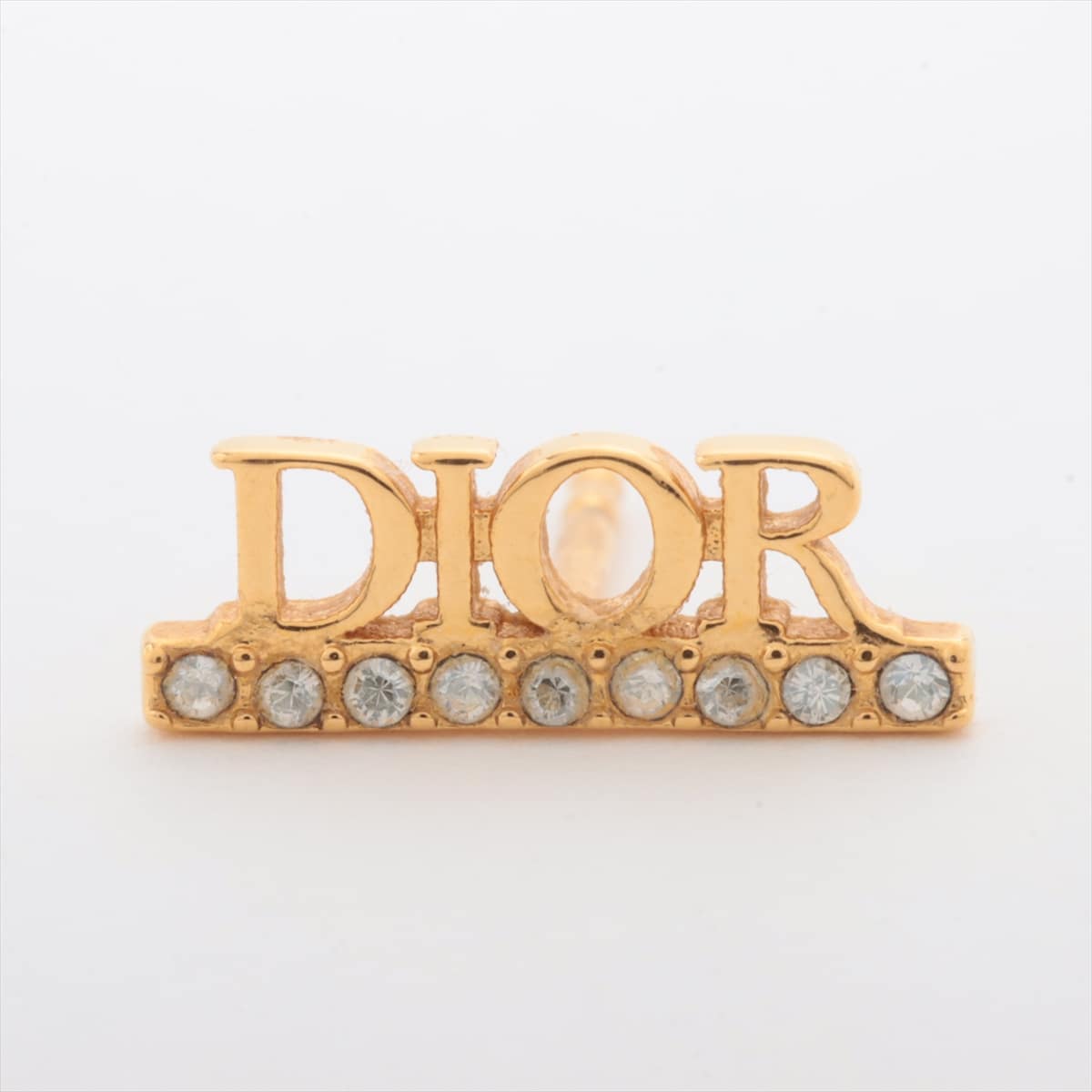 ディオール Diorロゴ ピアス(両耳用) GP×ラインストーン ゴールド