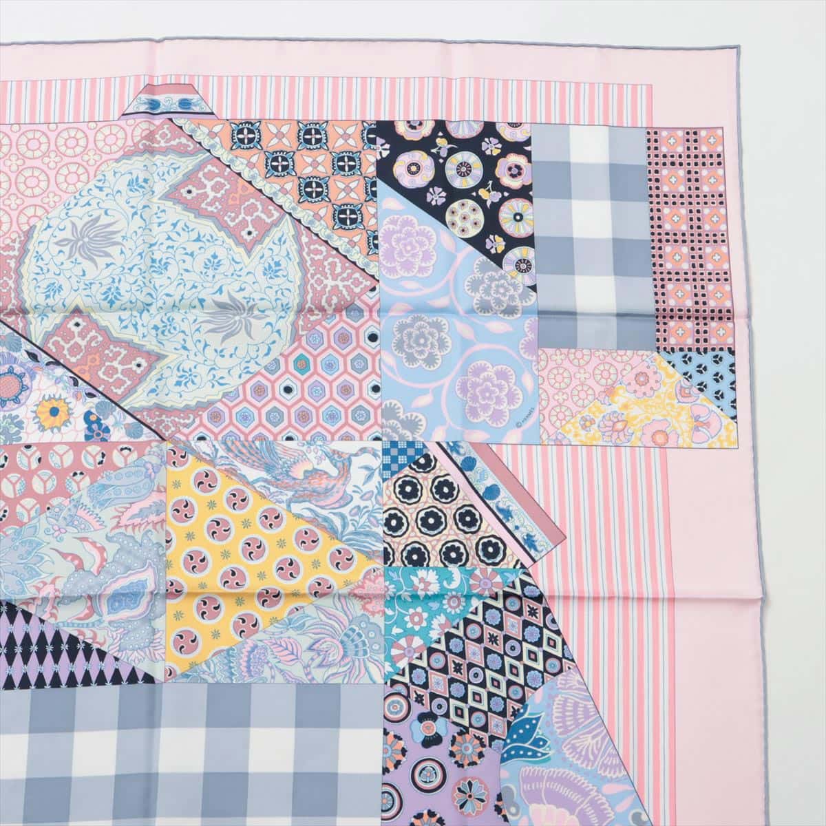 エルメス カレ90 L’Art du Sarasa サラサの芸術 スカーフ シルク ピンク