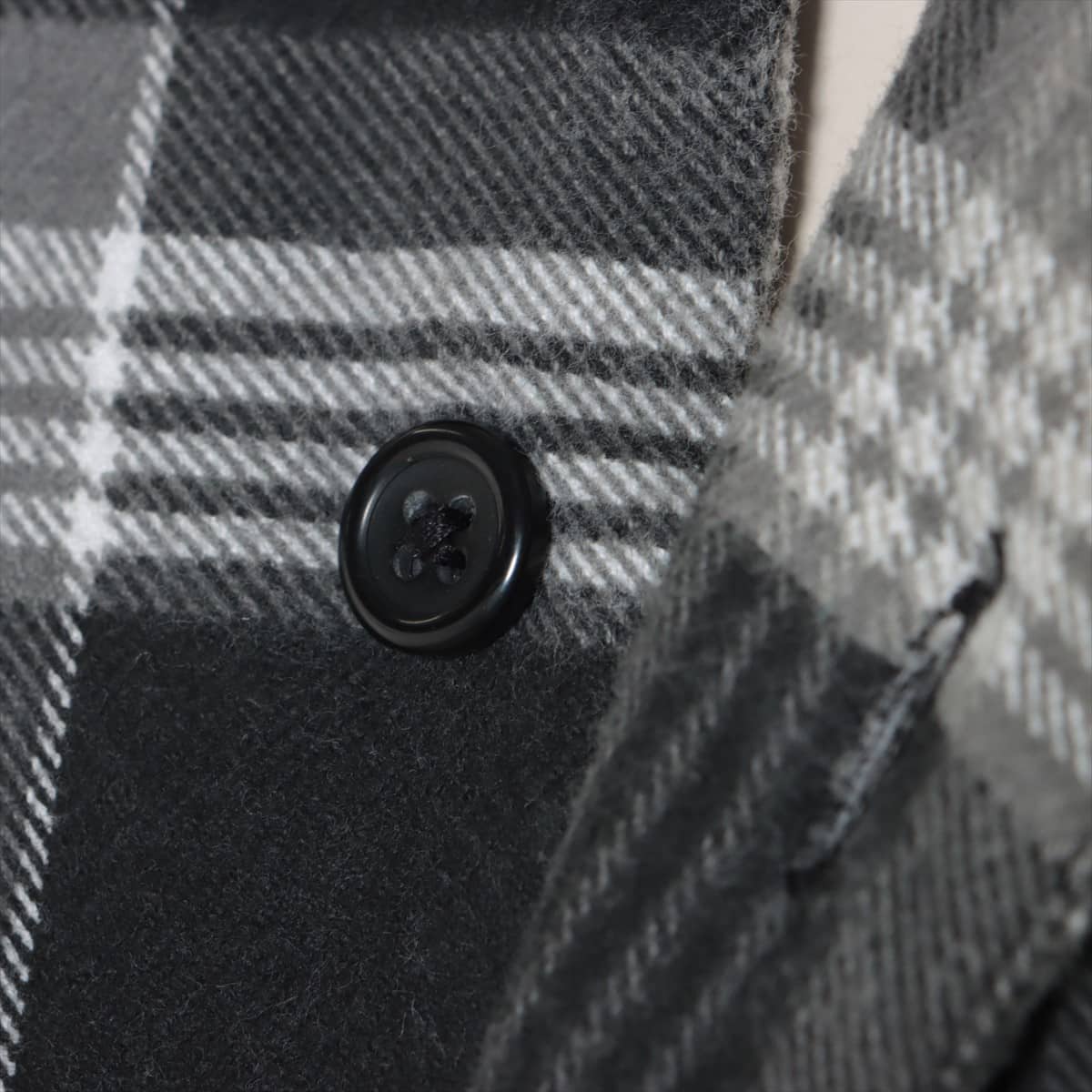 シュプリーム 21AW コットン×ポリエステル ジャケット M メンズ ブラック×グレー  Faux Fur Collar Flannel Shirt 全体に毛羽立ちあり