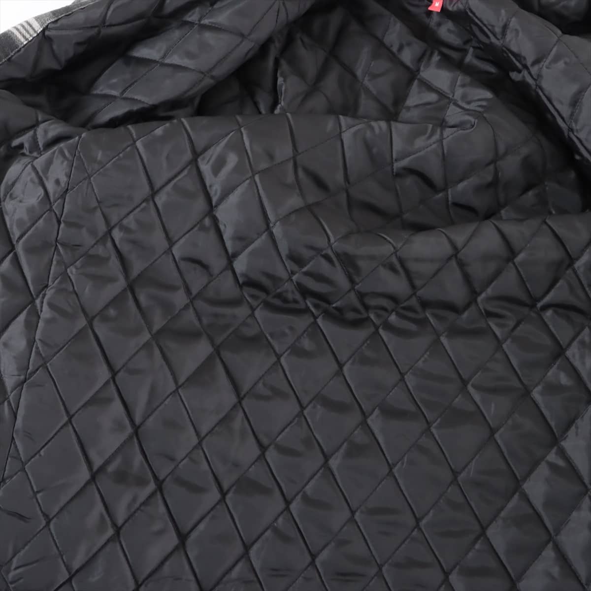 シュプリーム 21AW コットン×ポリエステル ジャケット M メンズ ブラック×グレー  Faux Fur Collar Flannel Shirt 全体に毛羽立ちあり