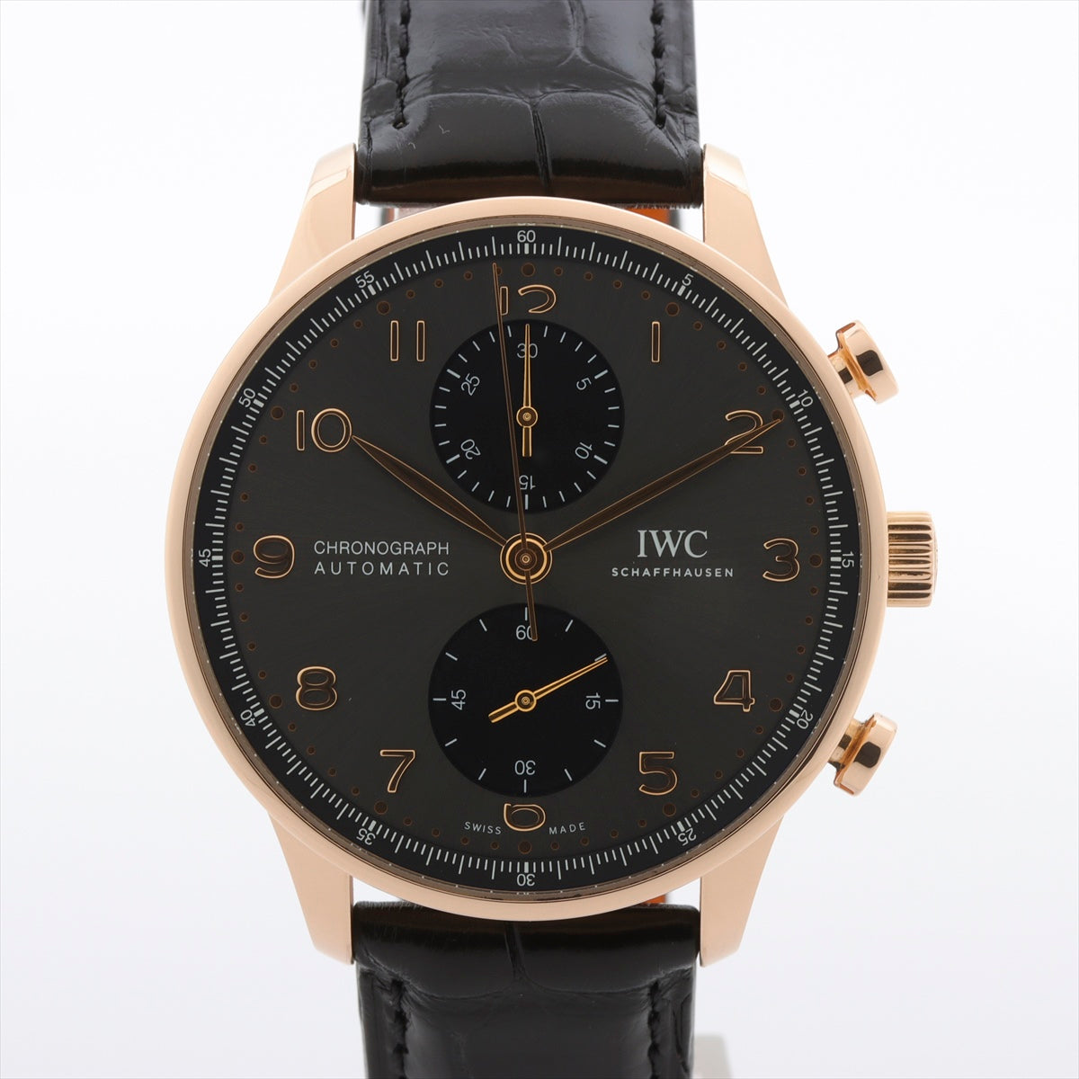 IWC ポルトギーゼ クロノグラフ IW371610 RG×革 AT グレー文字盤