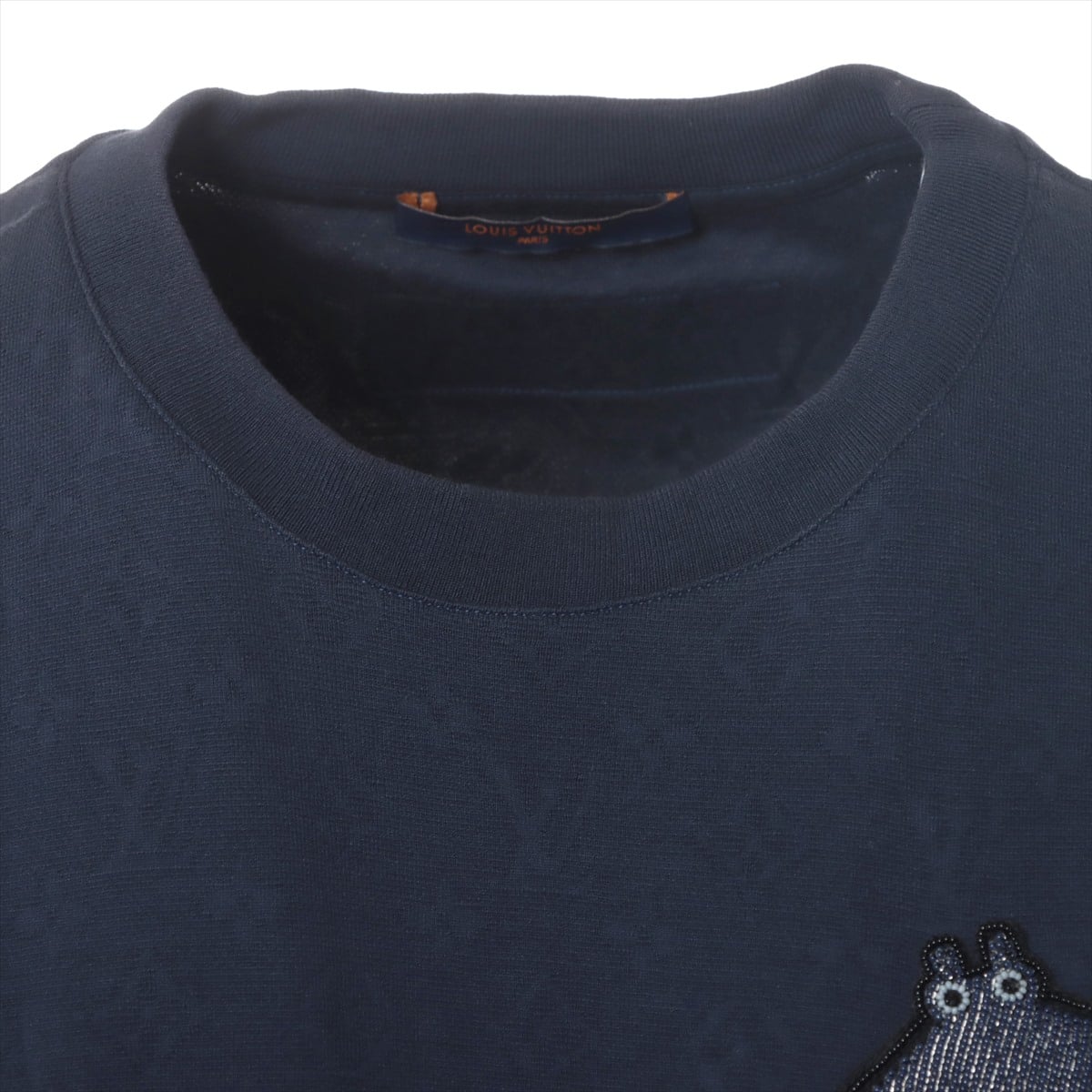 ルイヴィトン 21SS コットン Tシャツ L メンズ ネイビー  RM211V ビーズアニマルモノグラム