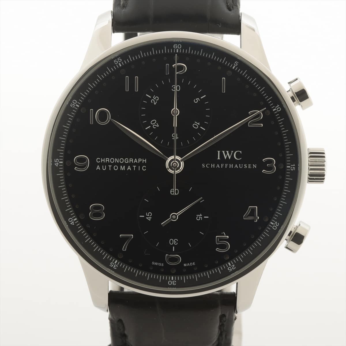 IWC ポルトギーゼ IW371438 SS×革 AT 黒文字盤