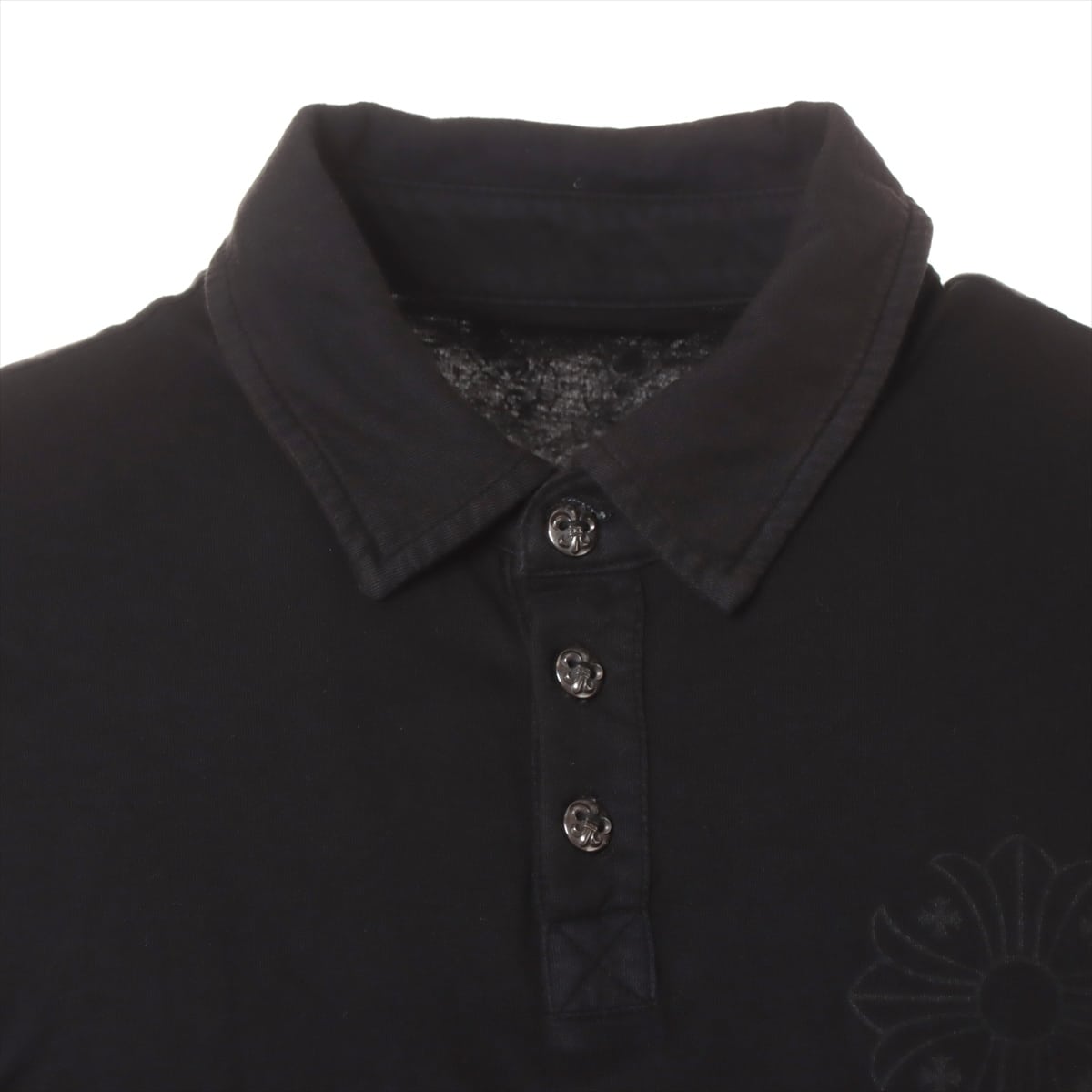 クロムハーツ ポロシャツ コットン ブラック M BSフレアボタン 半袖