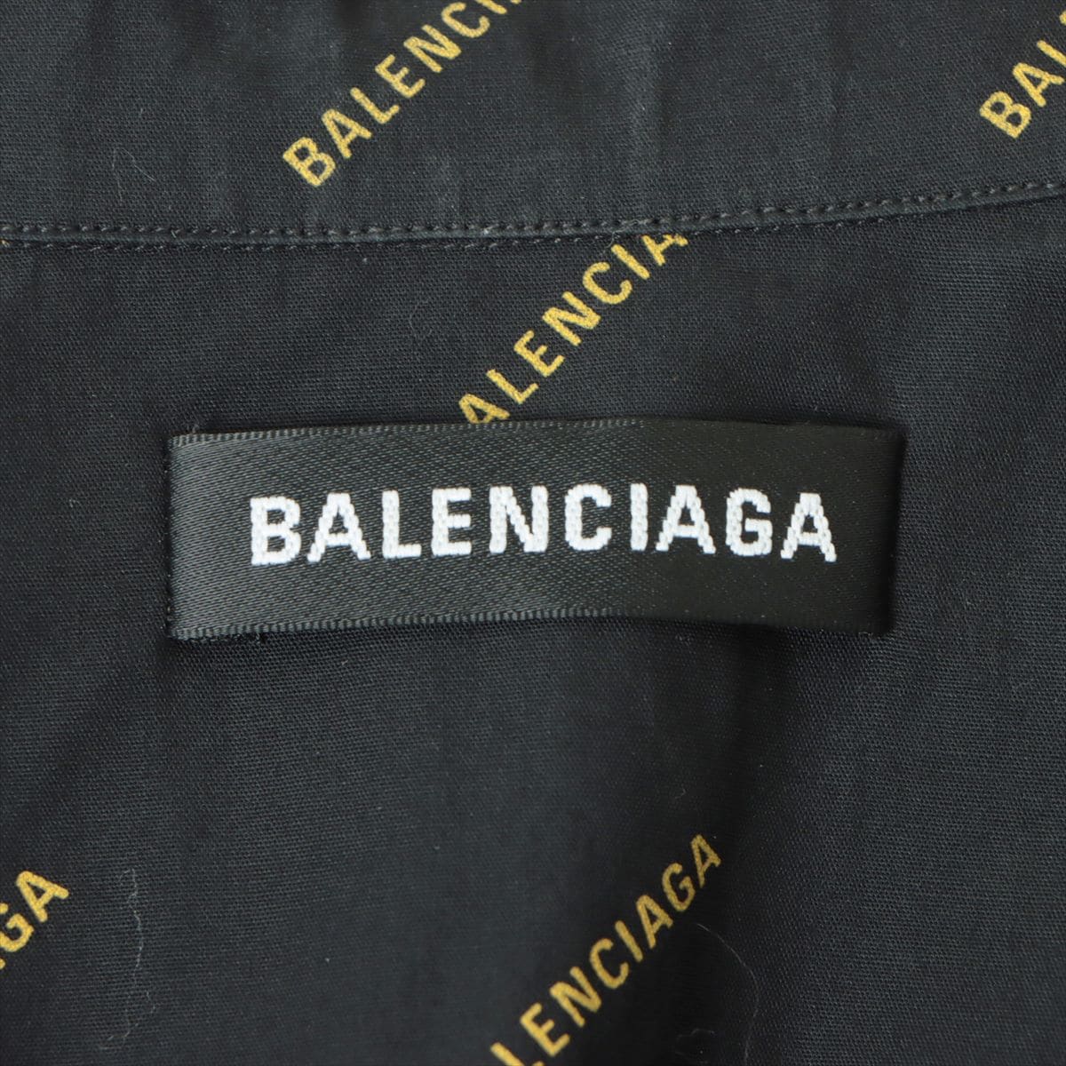 バレンシアガ 18年 コットン シャツ 40 メンズ ブラック 534333 ロゴ