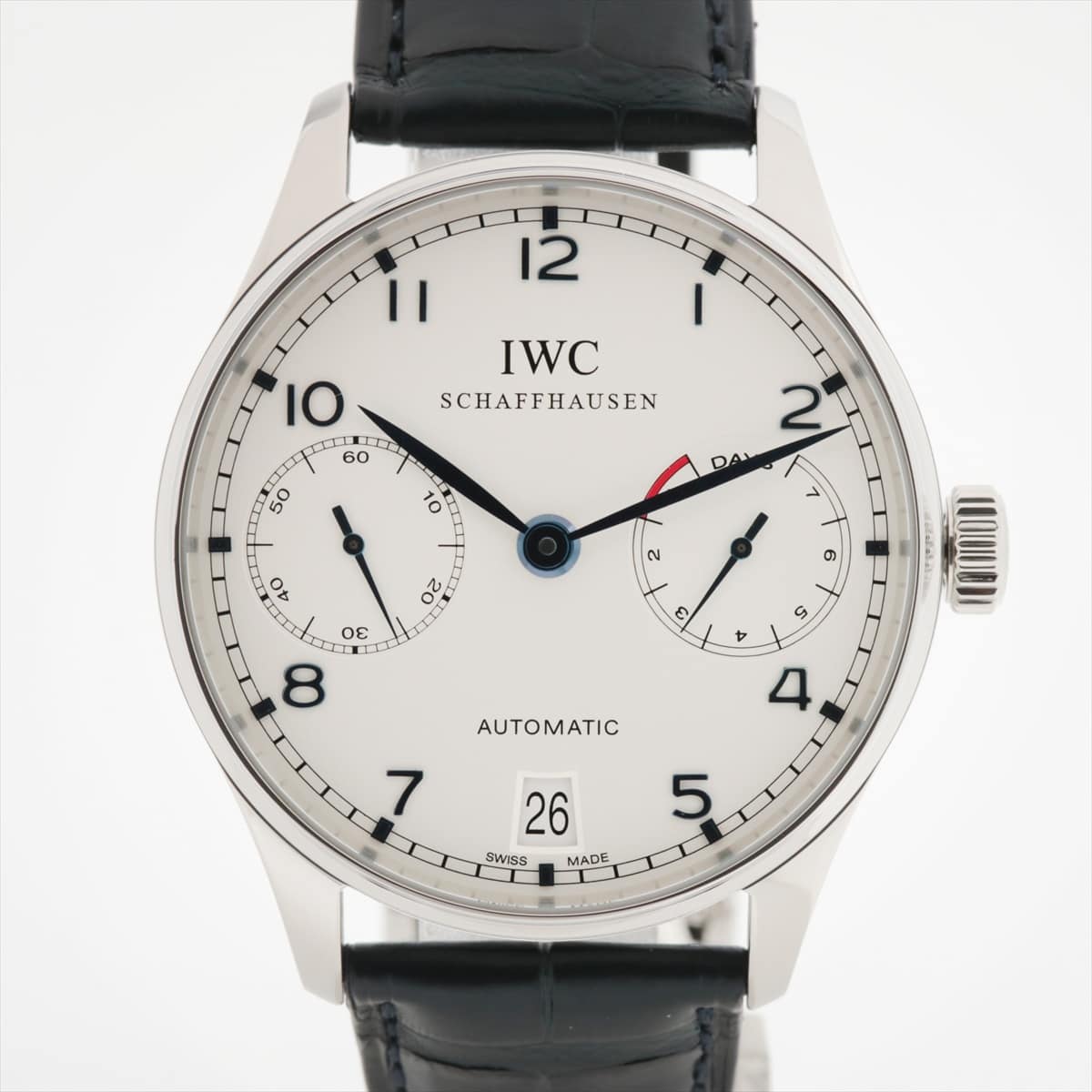 IWC ポルトギーゼ 7DAYS IW500107 SS×革 AT シルバー文字盤