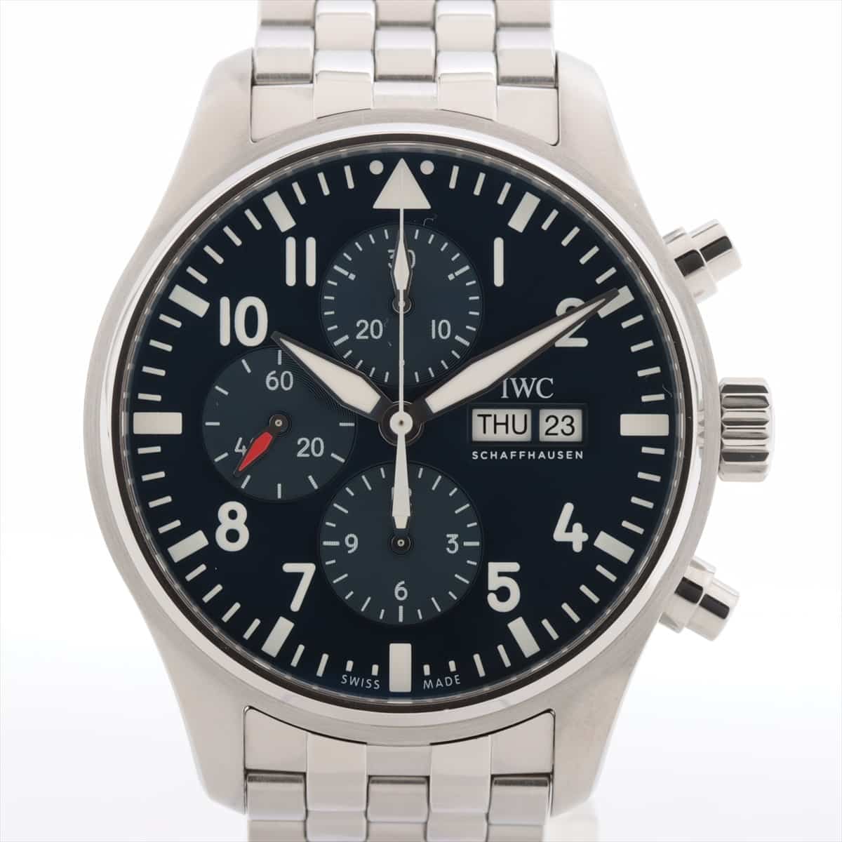 IWC パイロットウォッチ クロノグラフ プティ プランス IW377717 SS AT 青文字盤 あまりごま1