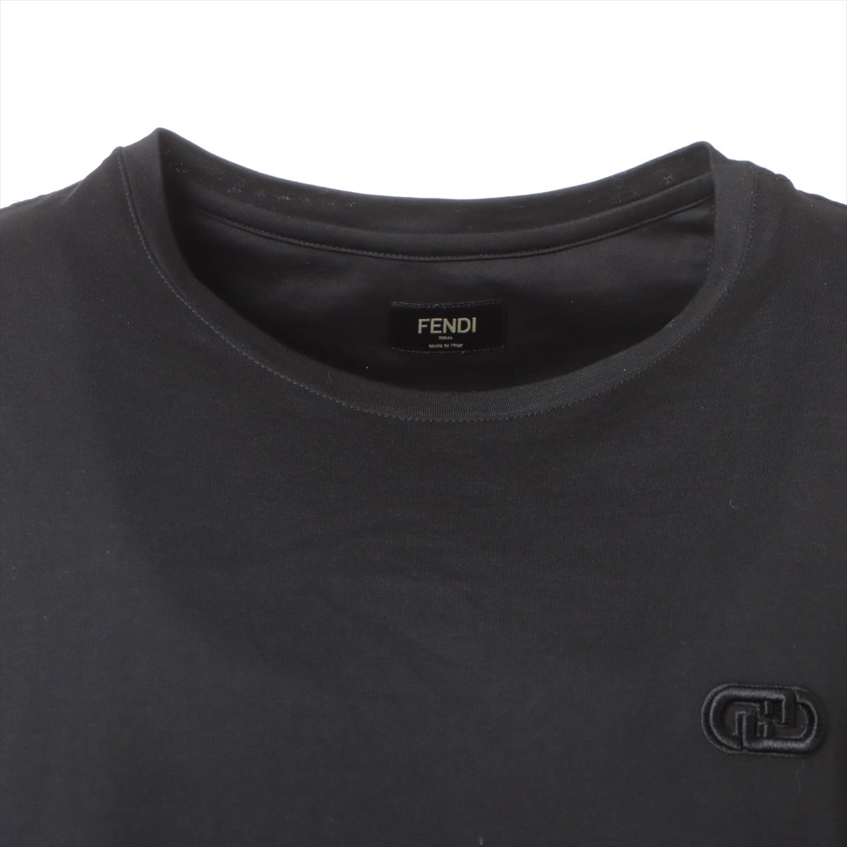 フェンディ オーロック 22年 コットン Tシャツ XL メンズ ブラック FFロゴ刺繡 ジャージー Tシャツ FY0894AL0F