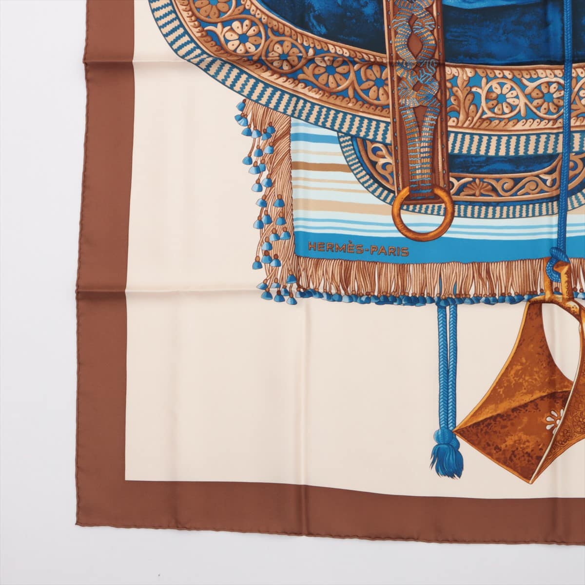エルメス カレ90 SELLE D’APPARAT MAROCAINE モロッコの儀式用鞍 スカーフ シルク ブラウン