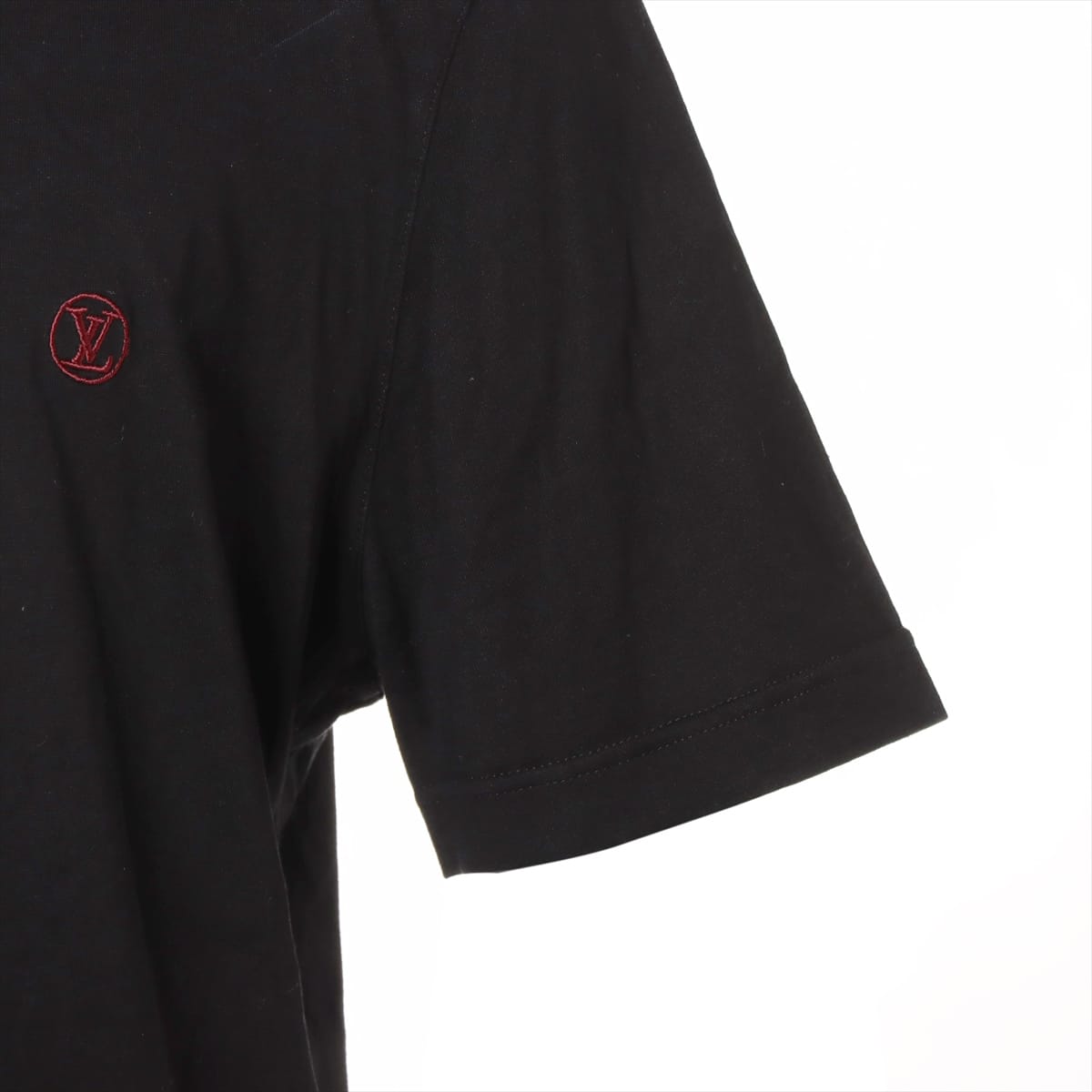 ルイヴィトン 21SS コットン Tシャツ L メンズ ブラック  RM211Q LVサークルロゴ