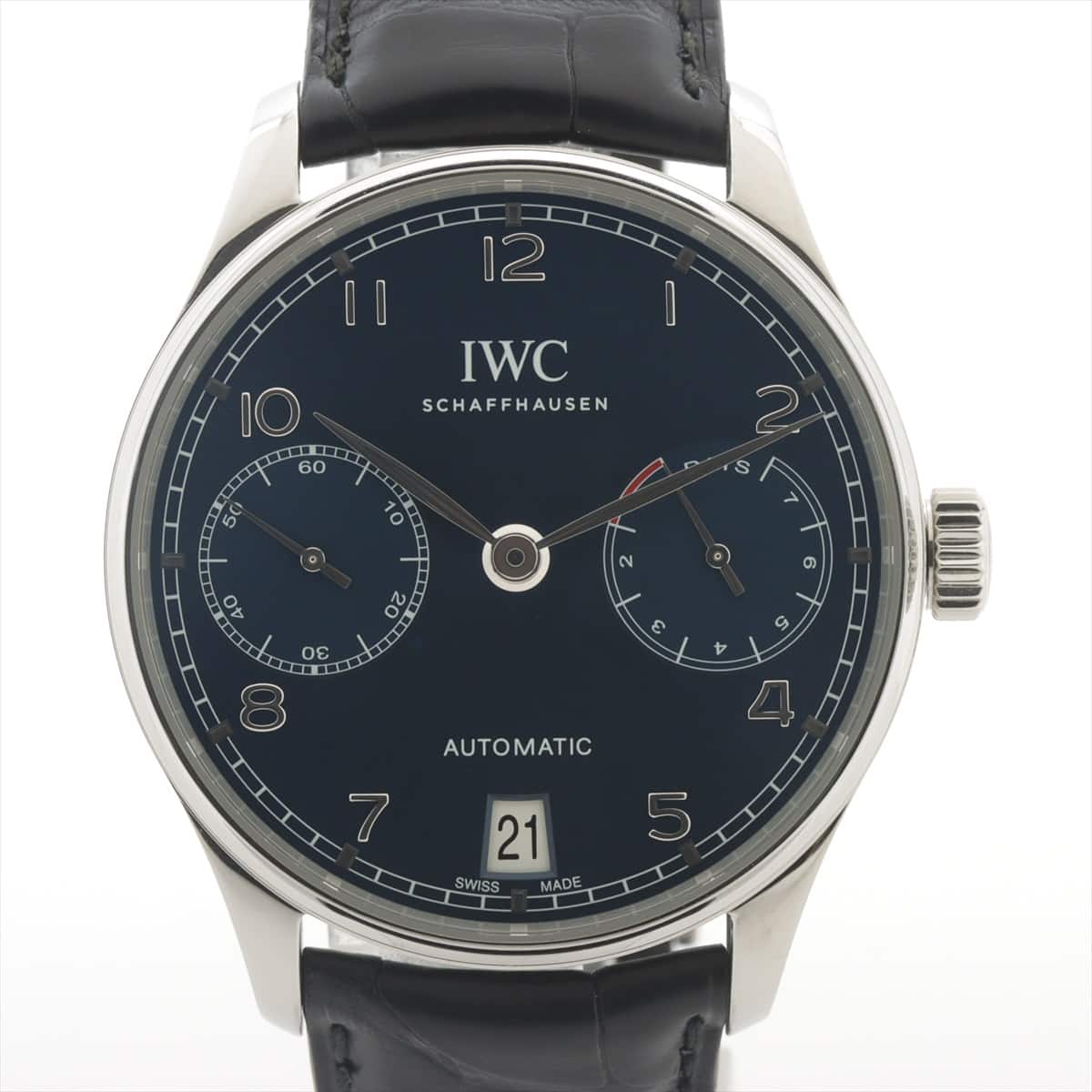 【クロノ】IWC ポルトギーゼ 7DAYS IW500710 SS×革 AT 青文字盤