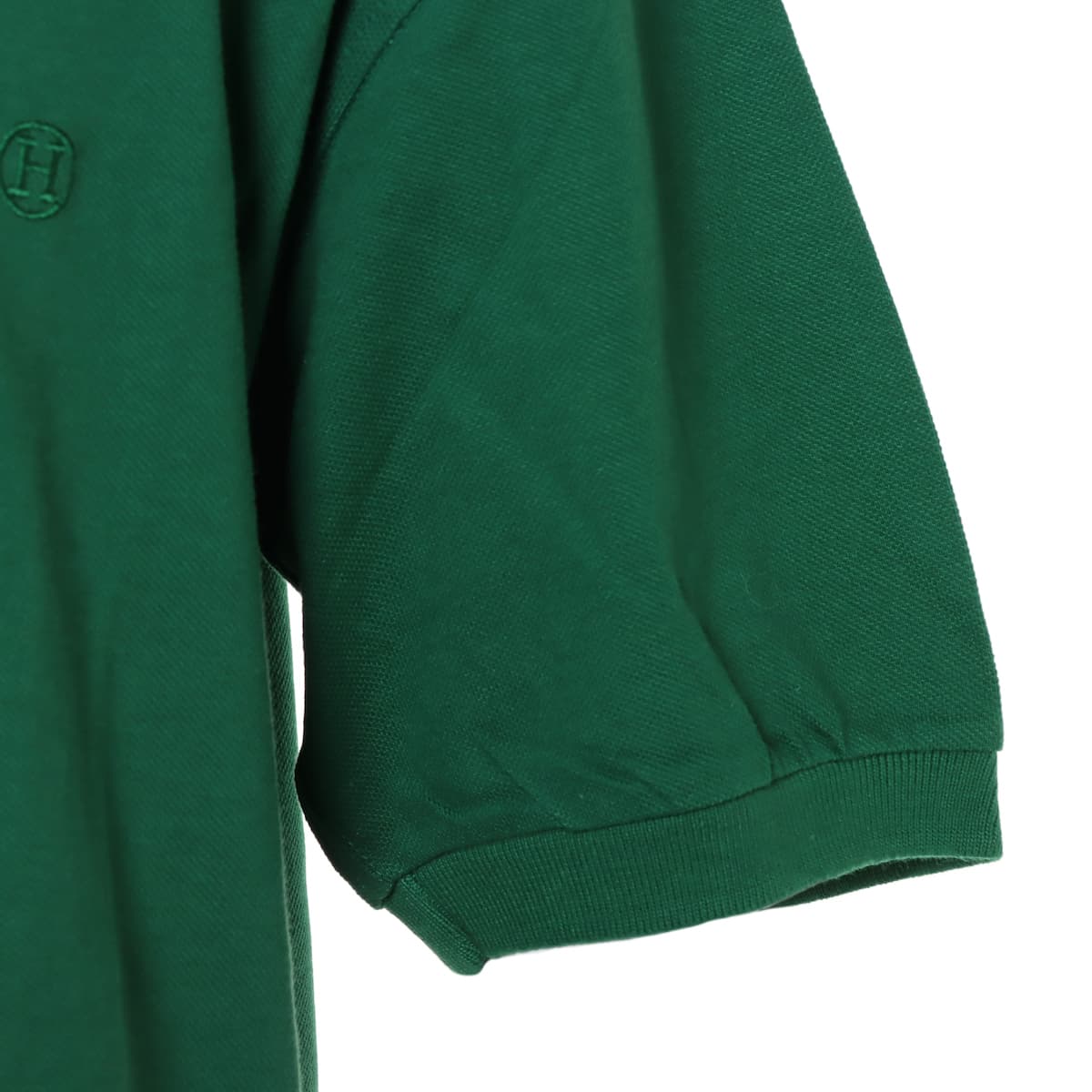 エルメス コットン ポロシャツ XL メンズ グリーン  H刺繍 ソルド品