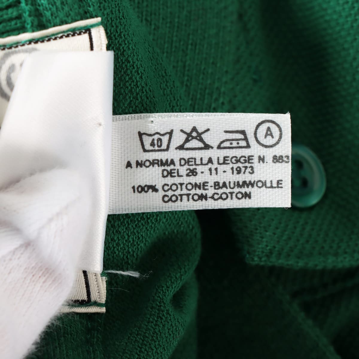 エルメス コットン ポロシャツ XL メンズ グリーン H刺繍 ソルド品 