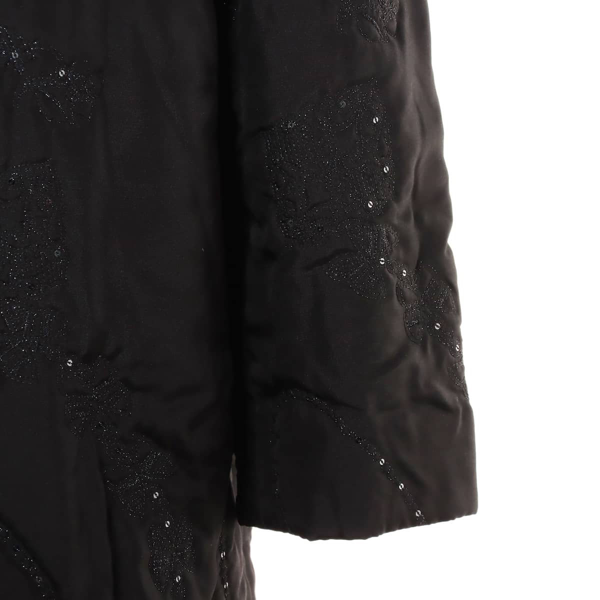 レオナールファッション シルク 中綿コート 40 レディース ブラック  スパンコール