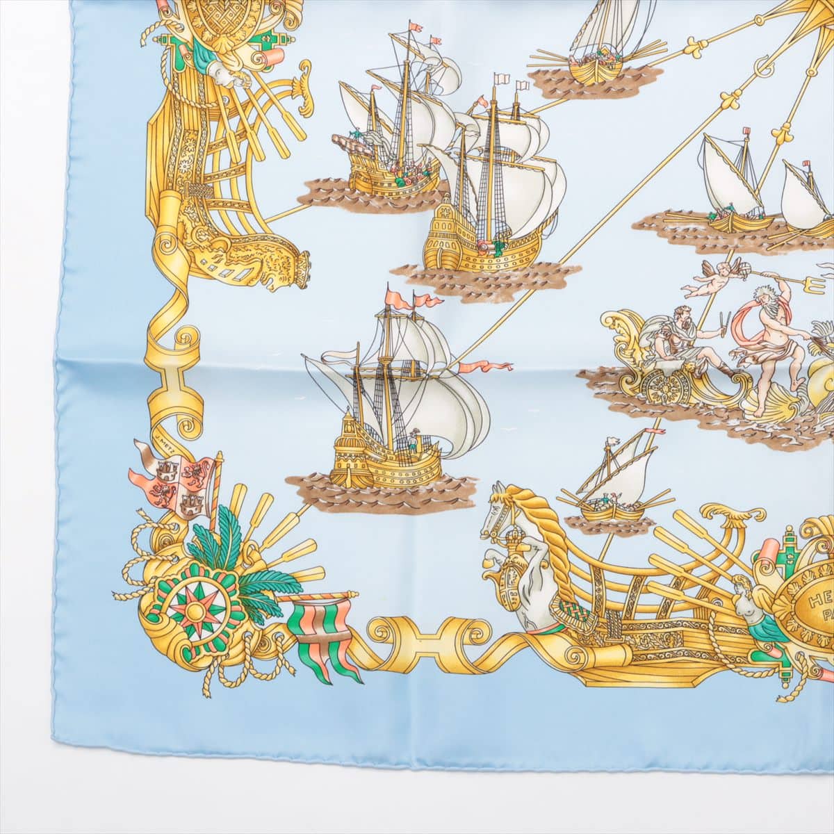 エルメス カレ90 VOILES DE LUMIERE 光の帆船 スカーフ シルク  ブルー｜a1617849｜中古ブランド品・ブランド古着通販｜ALLU（アリュー）