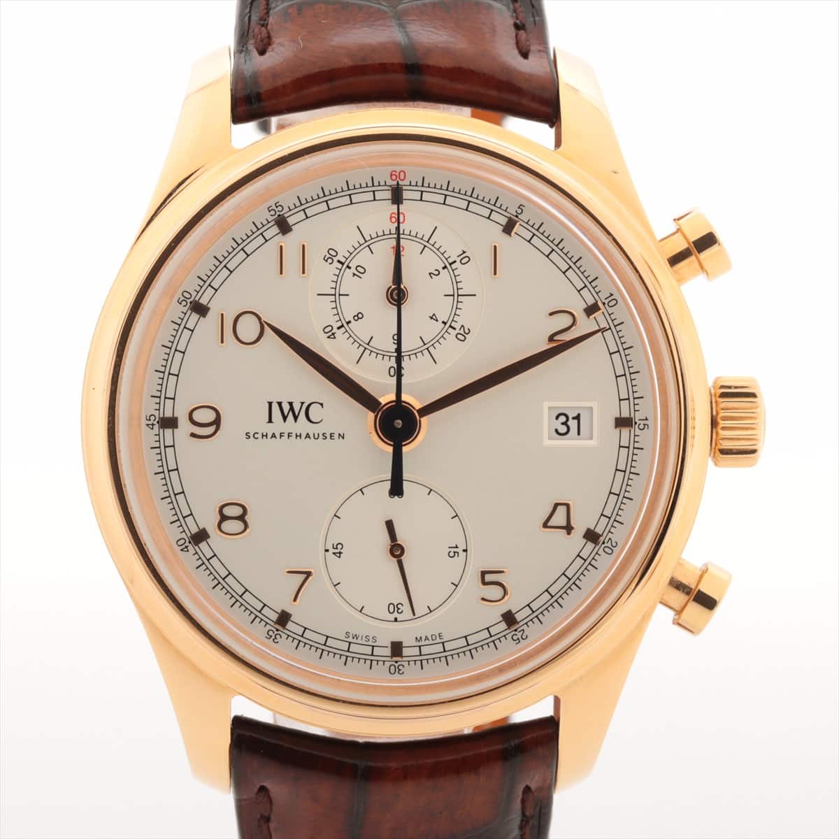 IWC ポルトギーゼ クロノグラフ クラシック IW390402 RG×革 AT 白文字盤