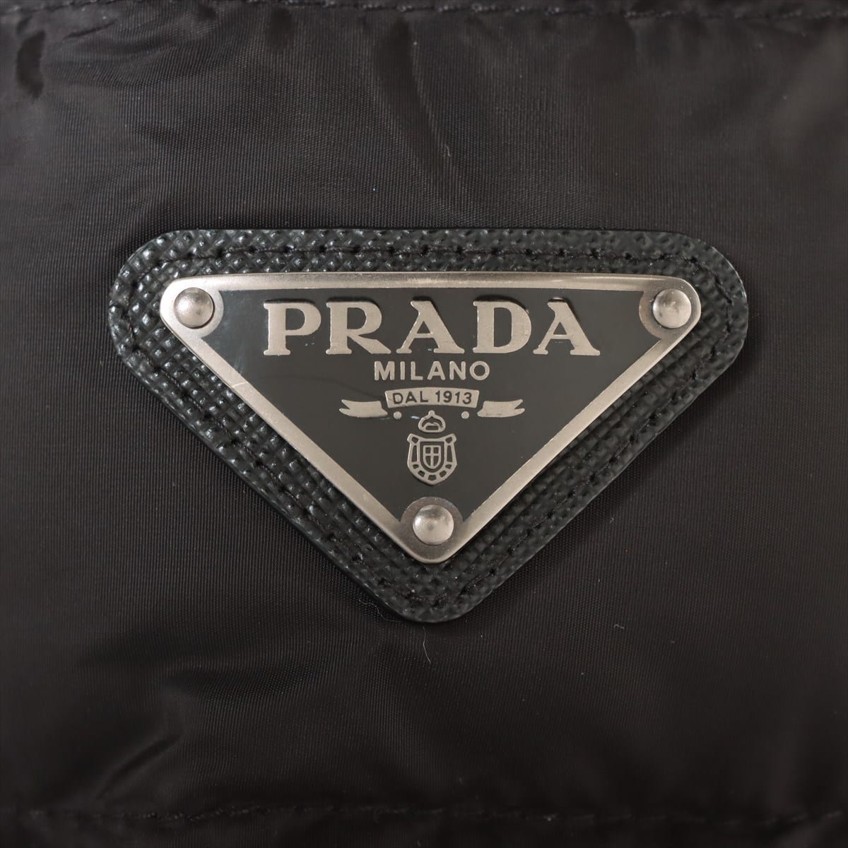プラダ 19年 ポリエステル×ポリアミド ダウンジャケット 46 メンズ ブラック SGN486 トライアングルロゴ 後身頃、袖、袖裏、裏地