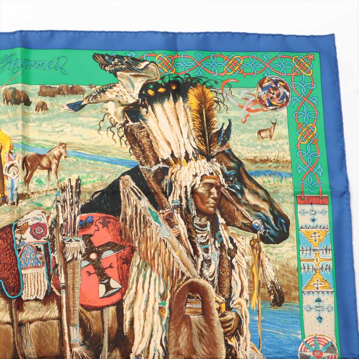 エルメス シャイアン族 カレ90 シルク スカーフ インディアン-