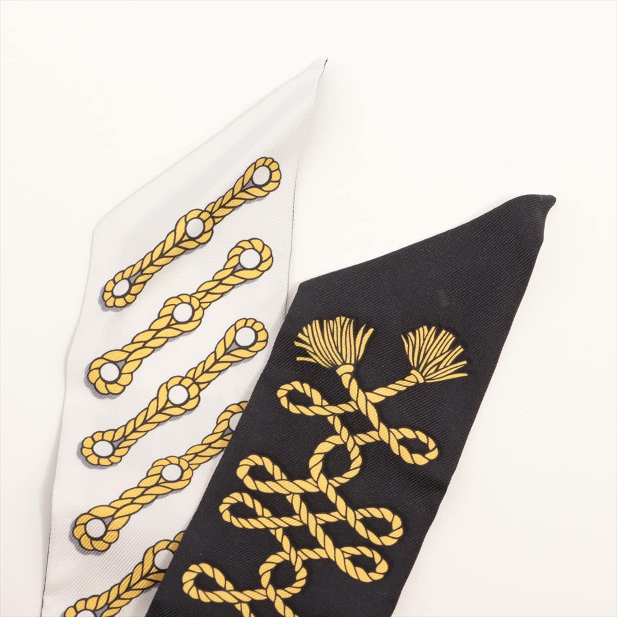 エルメス ツイリー Galons et Brandebourgs 飾緒とブランデンブルク飾り スカーフ シルク ブラック