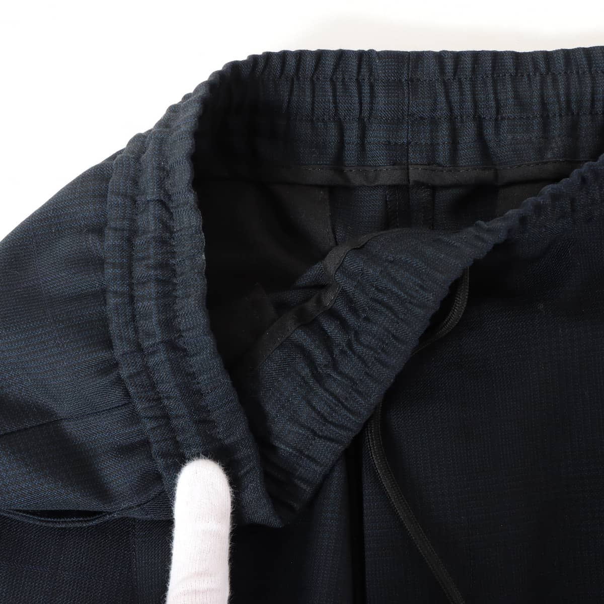 ディオール ウール パンツ 42 メンズ ブラック×ネイビー  裾ジップ ロゴドローコード