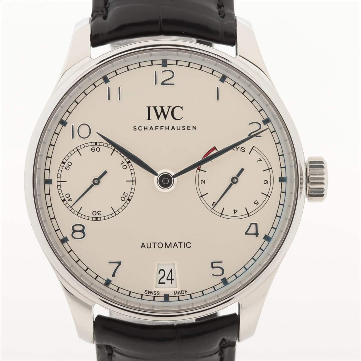 IWC ポルトギーゼ IW500712 SS×革 AT シルバー文字盤