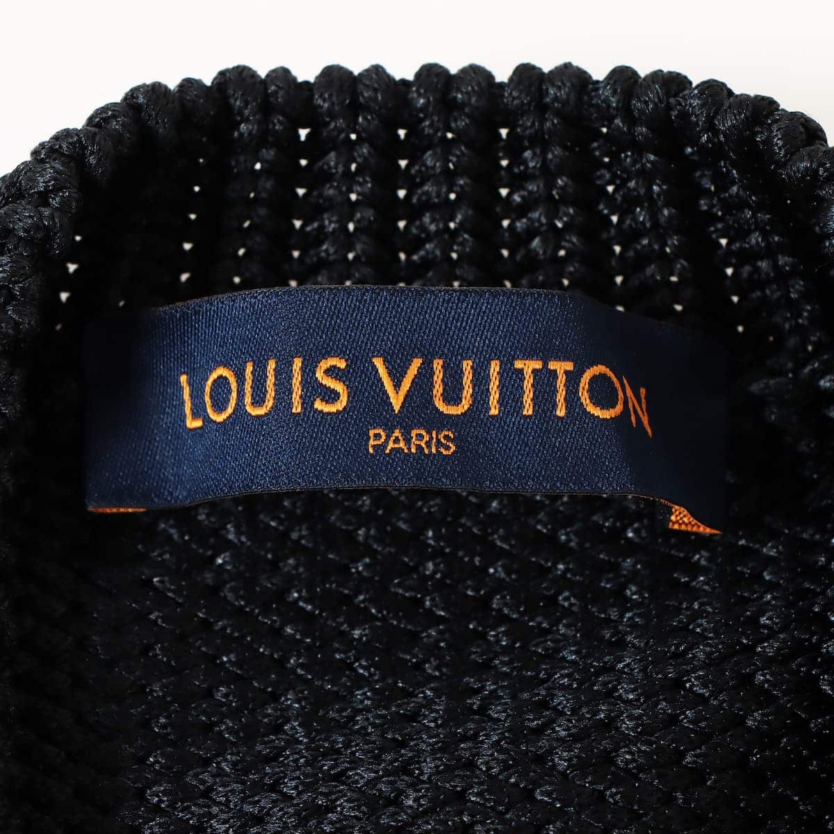 ルイヴィトン シルク×ポリエステル ニット S メンズ ブラック×ブラウン  Back Logo Knit Sweater