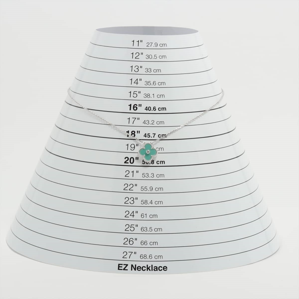 ヴァンクリーフ&アーペル ヴィンテージアルハンブラ ダイヤ セーブル ネックレス 750(WG) 7.2g セラドングリーン