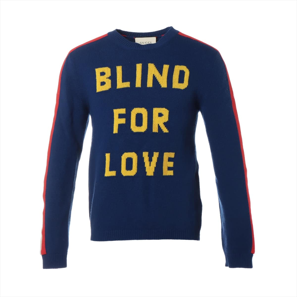 グッチ ウール ニット XS メンズ ネイビー  タイガー BLIND FOR LOVE 496686