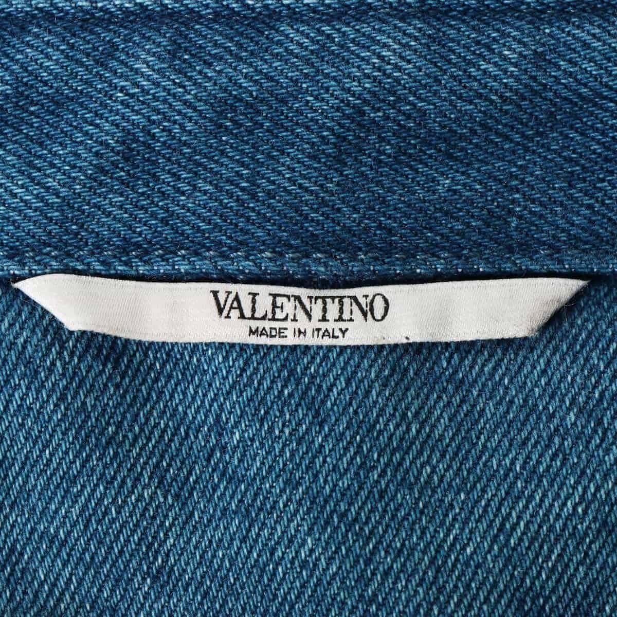 ヴァレンティノ コットン×ポリエステル デニムジャケット 50 メンズ ブルー  首回り 袖口にスレ 毛羽立ち 裏地にヨゴレ有
