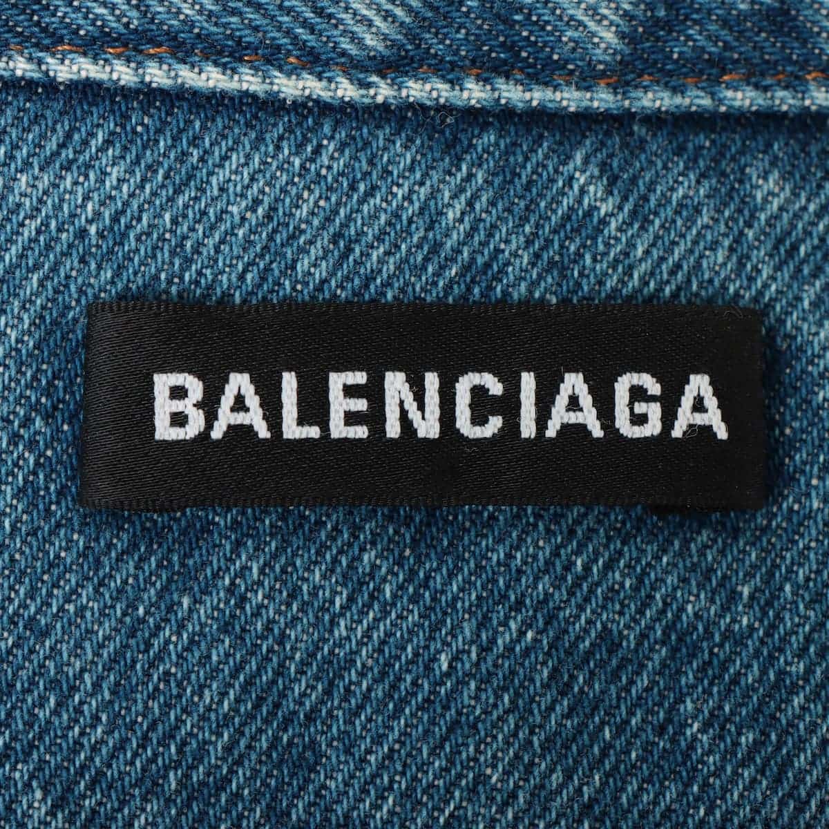 バレンシアガ 18年 コットン×レーヨン デニムシャツ 40 メンズ ブルー  571371 ローズ刺繍